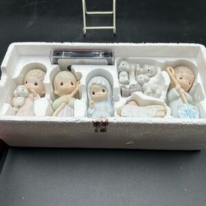 Precious Moments Nativity Figurine Set with Pastel Colors, Christmas